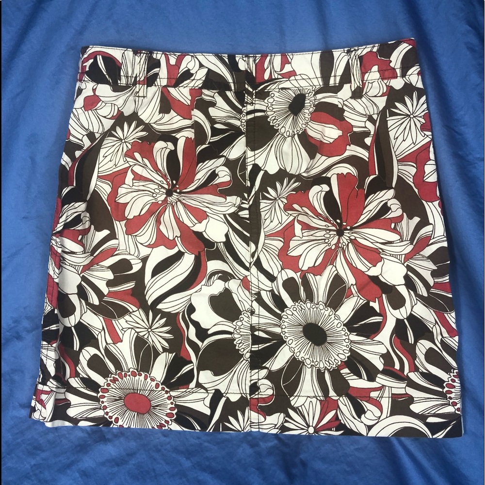 LOFT Orange & Brown Hawaiian Print Skirt Size 10